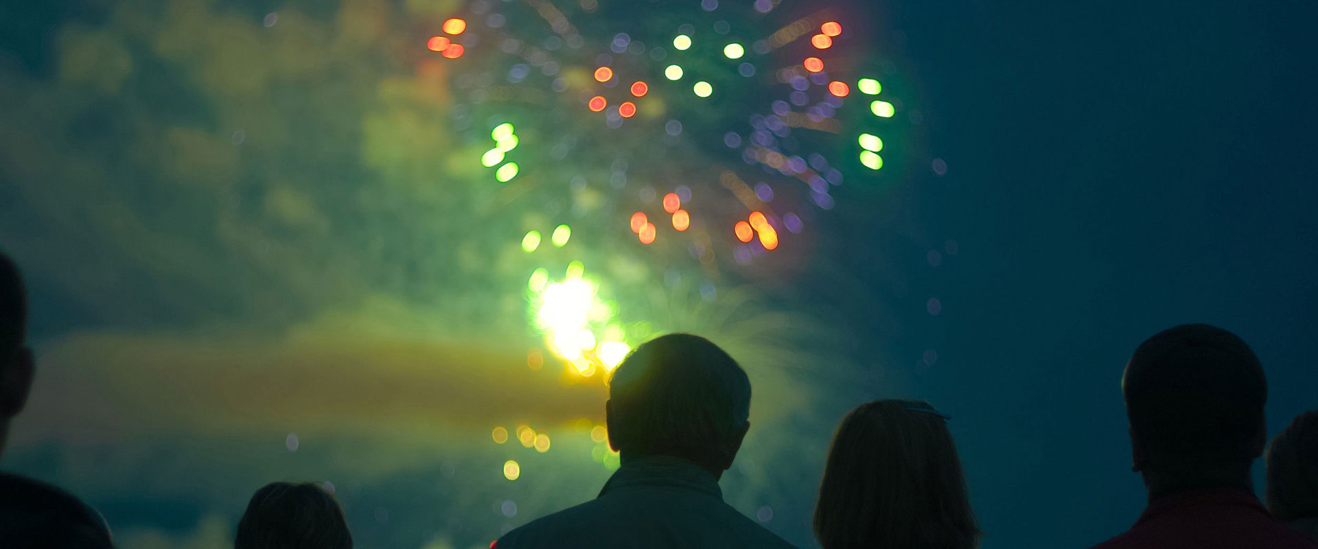 Fireworks People admire the fireworks.