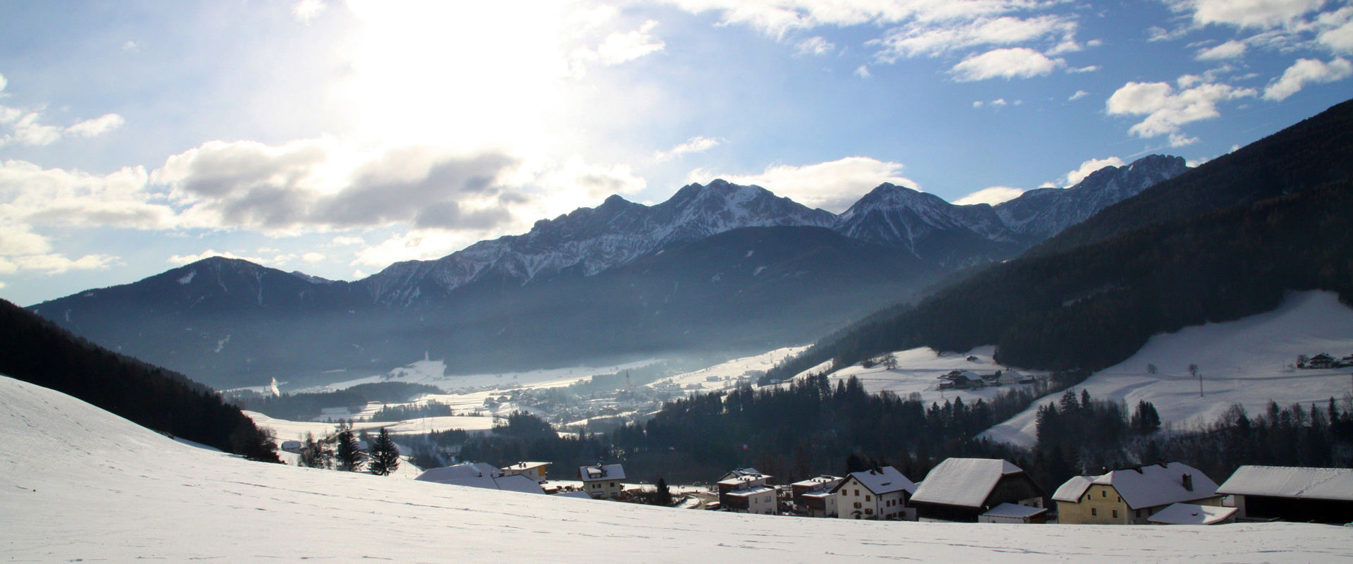 Percha View of Nasen/Percha and Pustertal Valley in winter