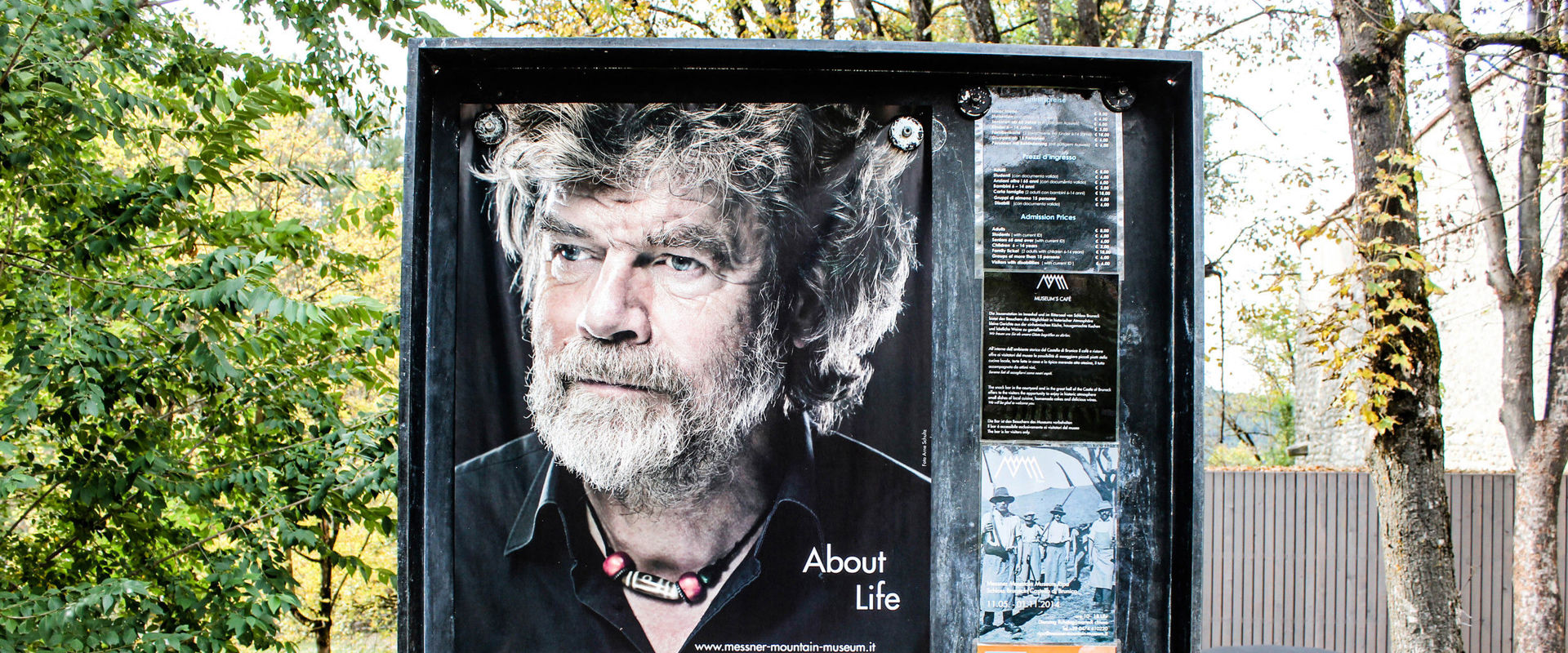 Reinhold Messner Photo of Reinhold Messner on a poster at the bus stop.