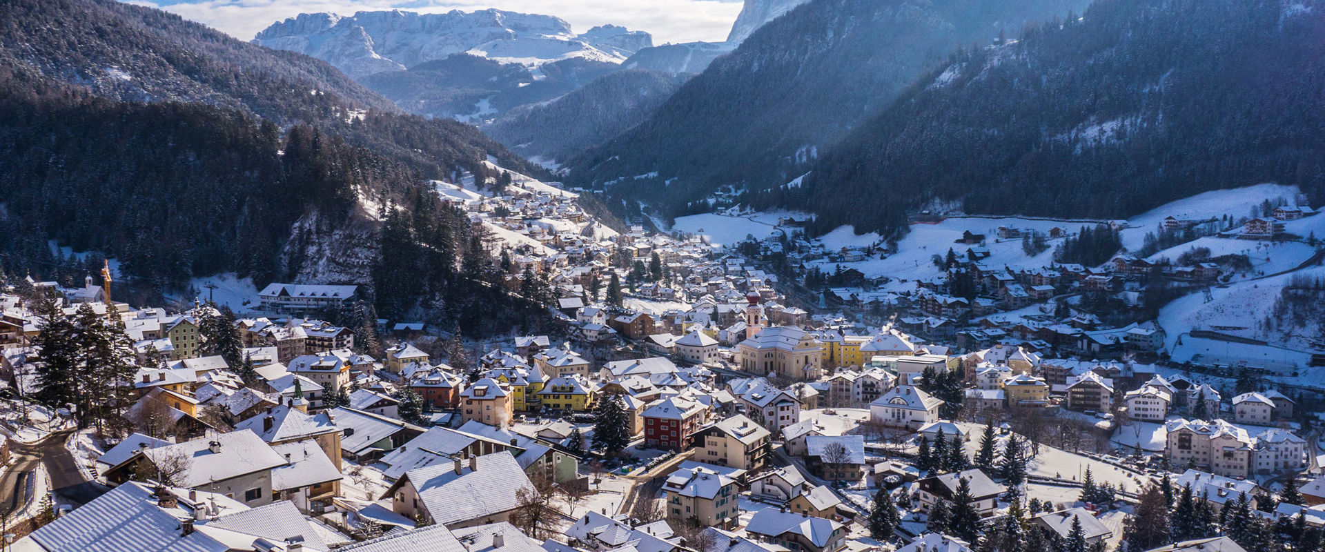 St. Ulrich in Gröden View of St. Ulrich in Gröden with Sella massif & Langkofel Group covered in snow