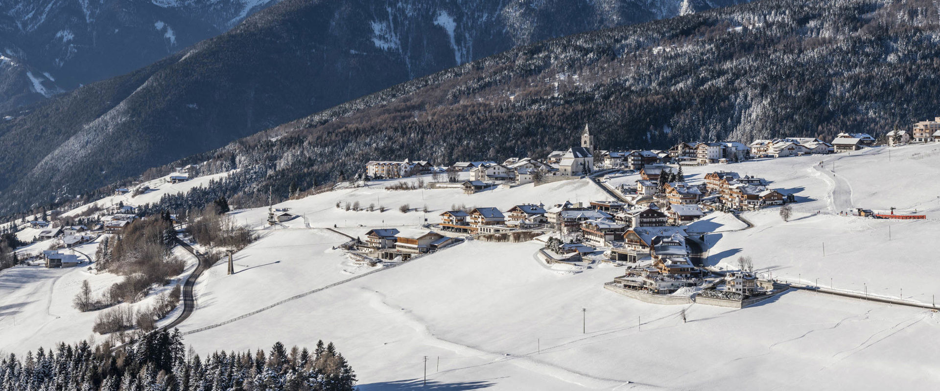 Meransen Village view of Meransen with mountain landscape in winter