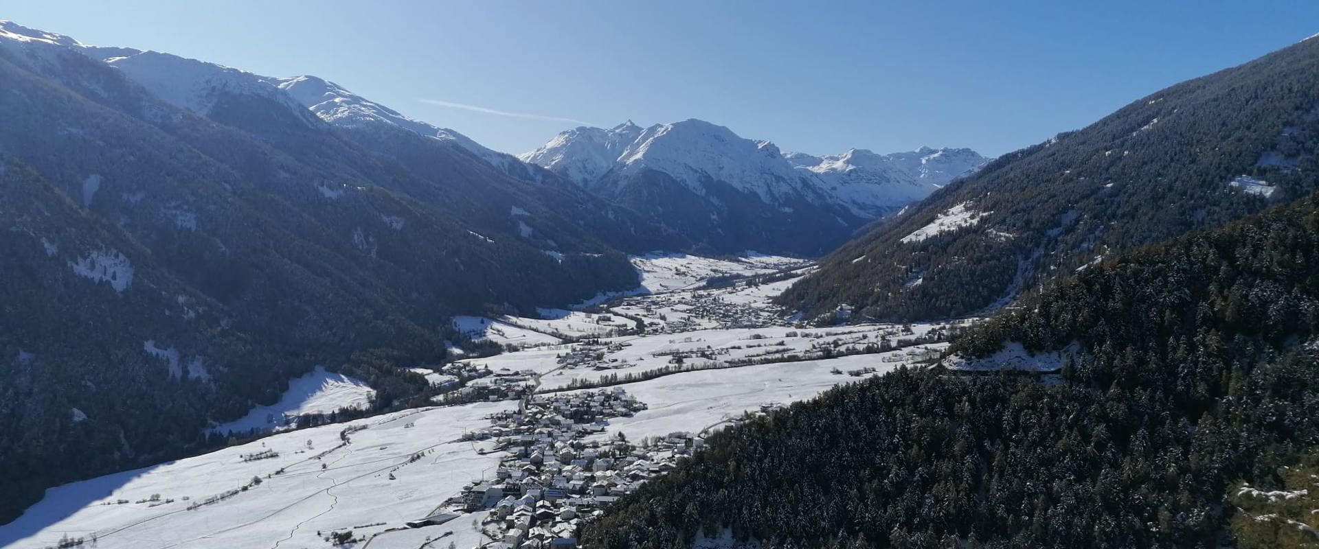 Taufers in Münstertal. Taufers in Münstertal photographed from above in the middle of winter.