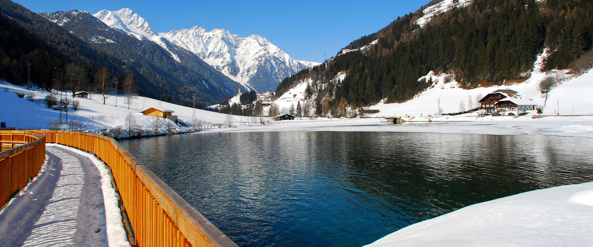 Mühlwald Lake Mühlwald and the village of Mühlwald in winter