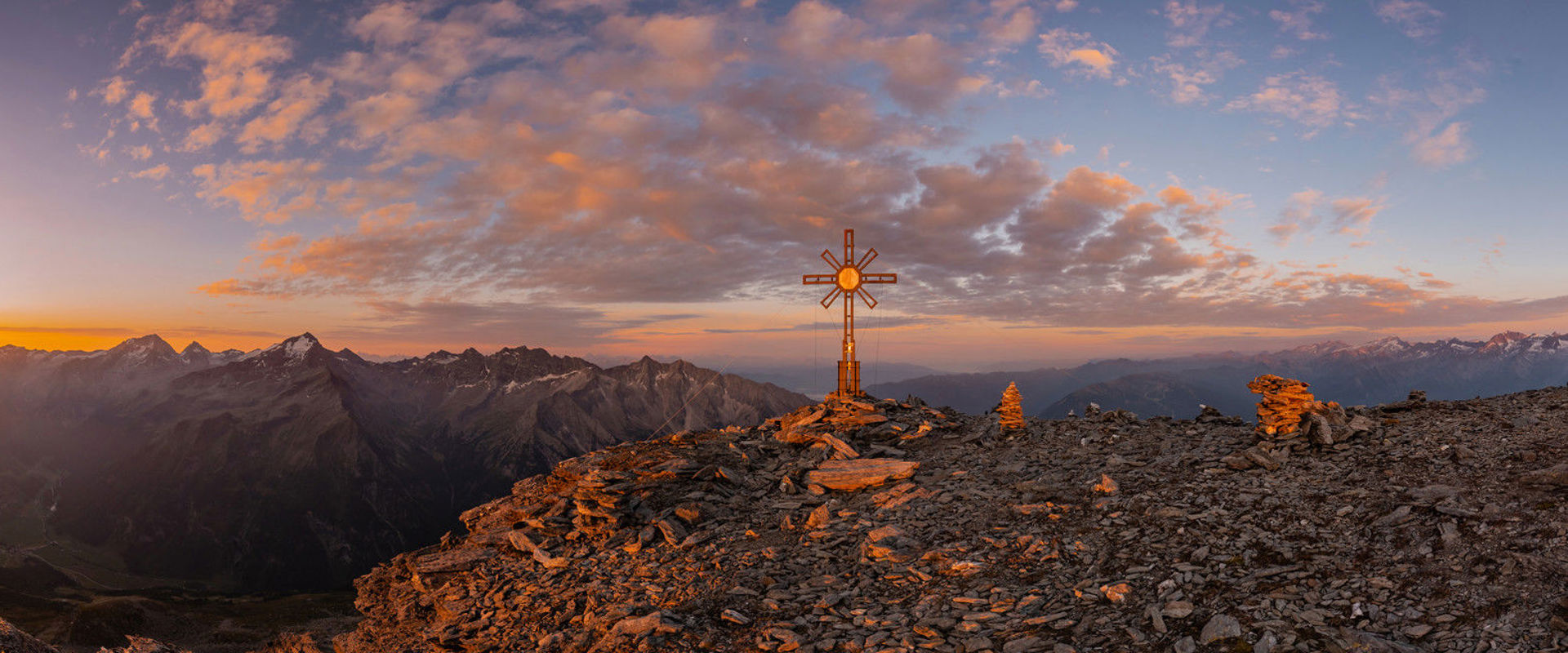 Großer Moosstock - Mountaineering in South Tyrol View from the Großer Moosstock at sunrise.