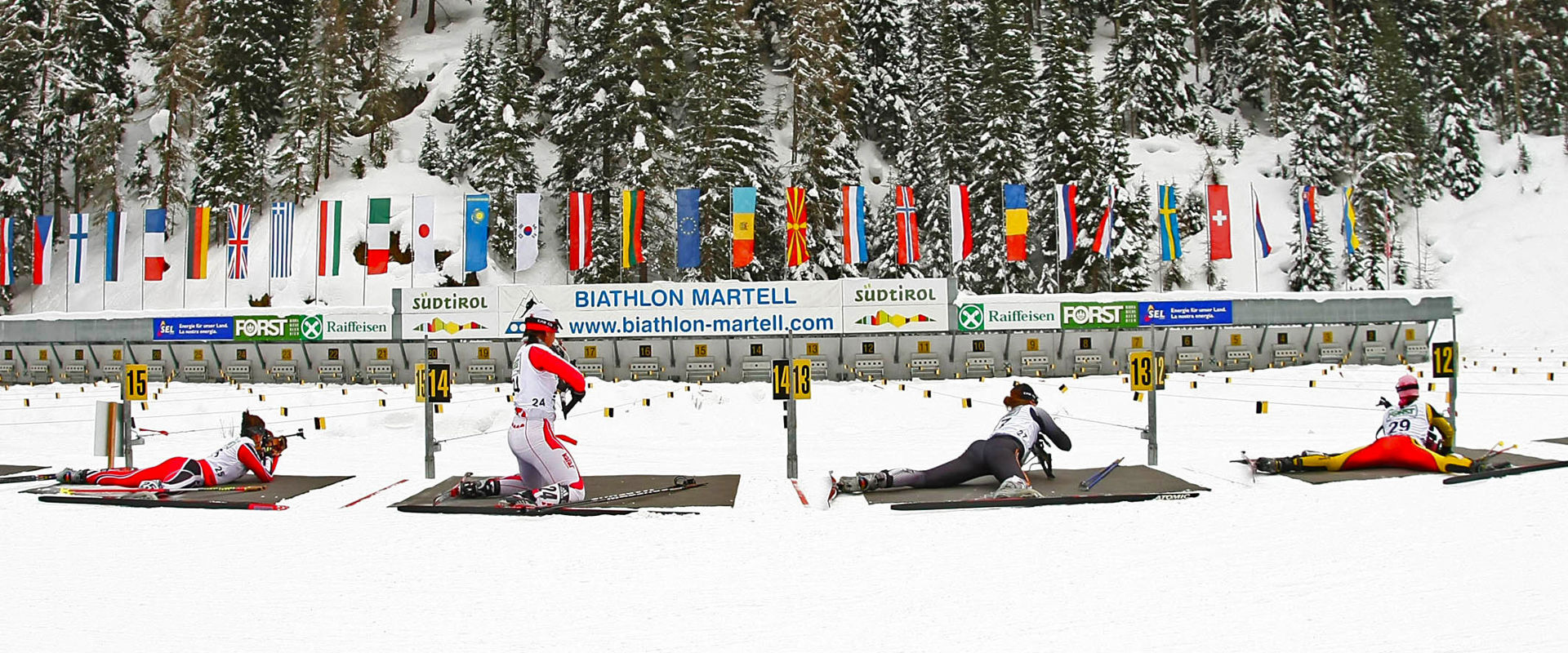 Biathlon athletes 4 biathlon athletes shooting in Martell Valley.