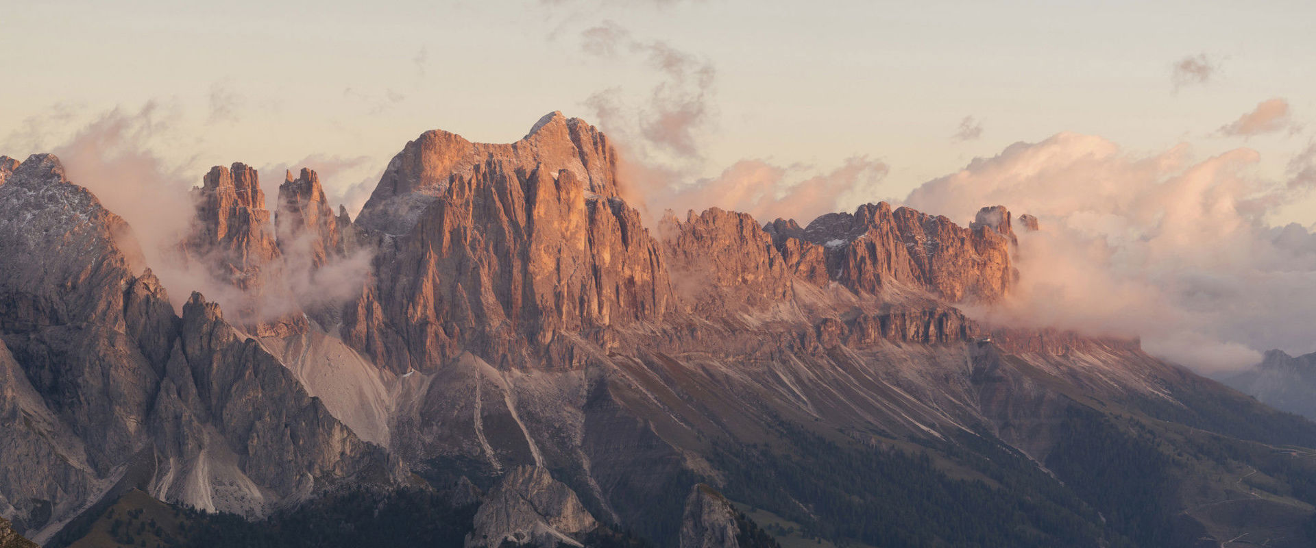 Rosengarten and Latemar Alpenglow Rosengarten and Latemar.