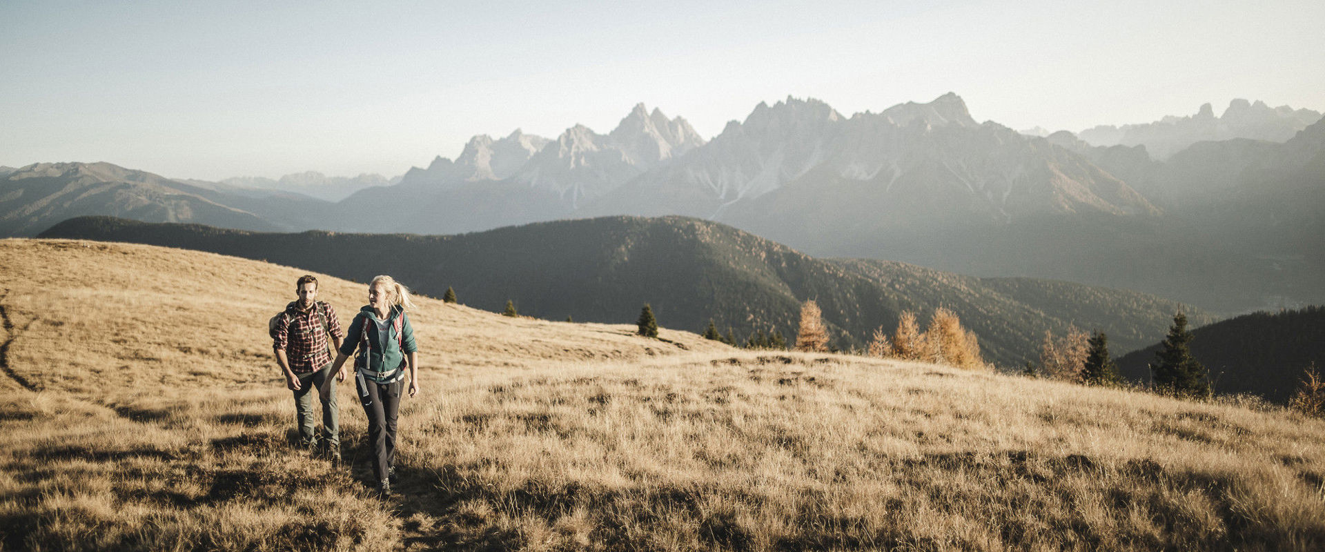 Toblach Hiking high above Toblach with view of the Dolomites